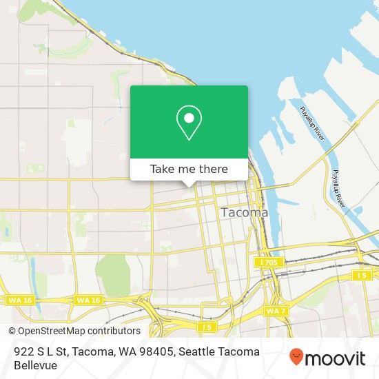 Mapa de 922 S L St, Tacoma, WA 98405