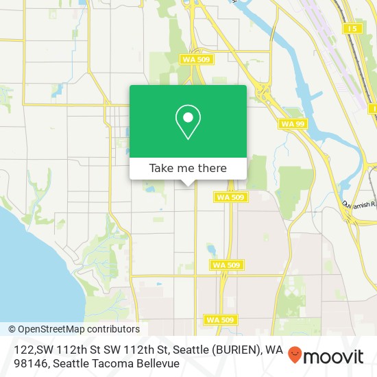 Mapa de 122,SW 112th St SW 112th St, Seattle (BURIEN), WA 98146