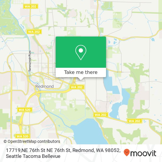 Mapa de 17719,NE 76th St NE 76th St, Redmond, WA 98052