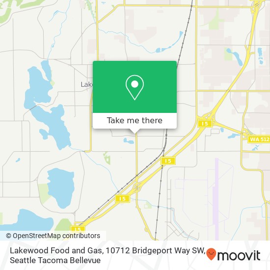 Mapa de Lakewood Food and Gas, 10712 Bridgeport Way SW