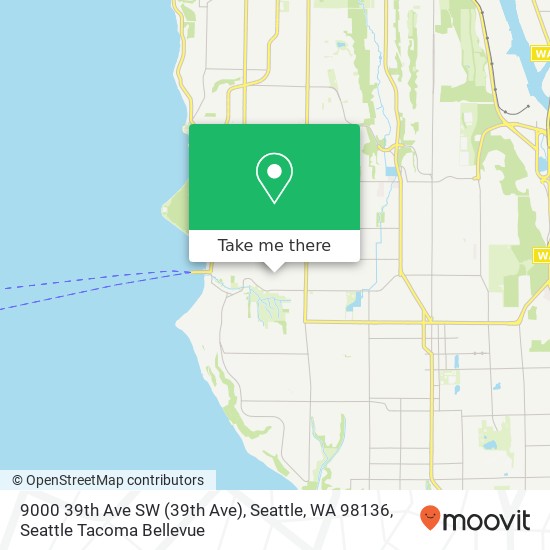 Mapa de 9000 39th Ave SW (39th Ave), Seattle, WA 98136