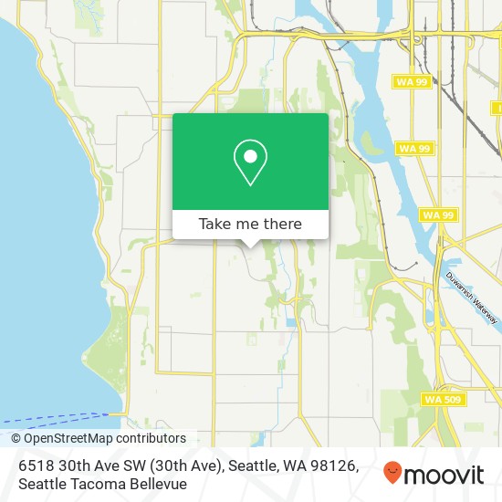 Mapa de 6518 30th Ave SW (30th Ave), Seattle, WA 98126
