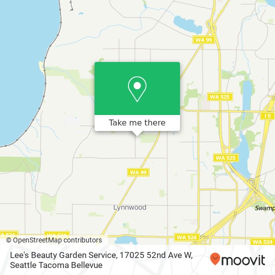 Mapa de Lee's Beauty Garden Service, 17025 52nd Ave W