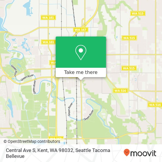 Mapa de Central Ave S, Kent, WA 98032