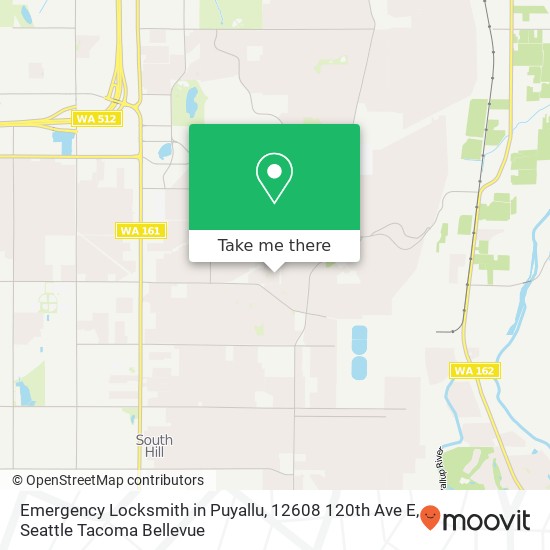 Emergency Locksmith in Puyallu, 12608 120th Ave E map