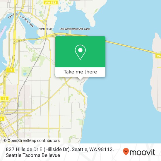 Mapa de 827 Hillside Dr E (Hillside Dr), Seattle, WA 98112