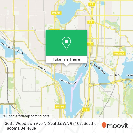 Mapa de 3635 Woodlawn Ave N, Seattle, WA 98103