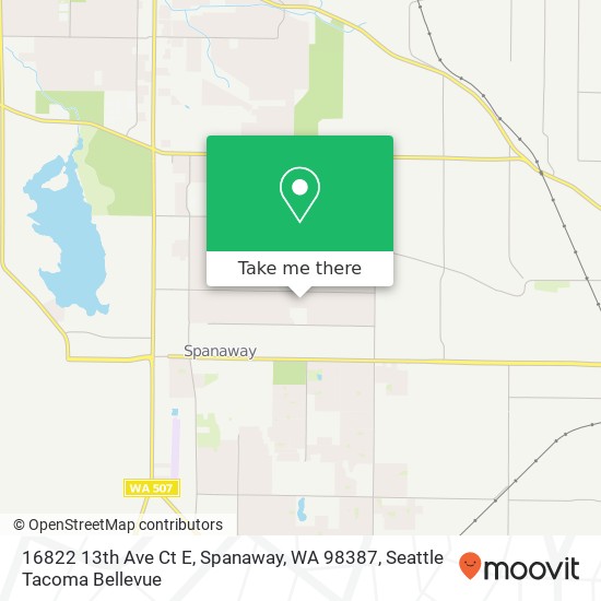 Mapa de 16822 13th Ave Ct E, Spanaway, WA 98387