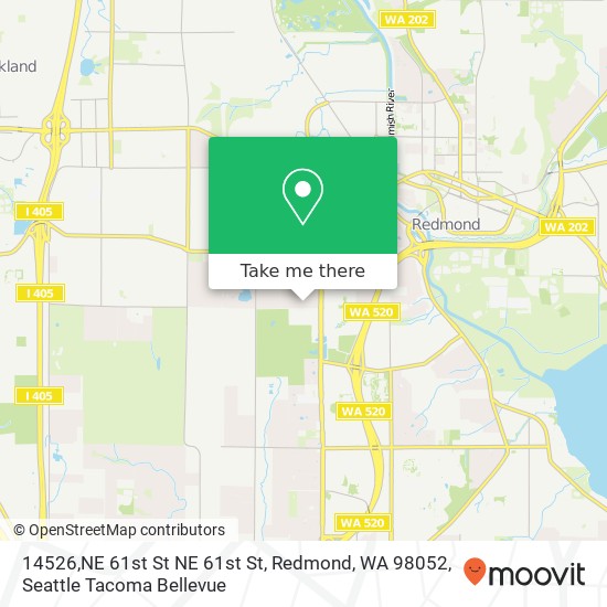 Mapa de 14526,NE 61st St NE 61st St, Redmond, WA 98052