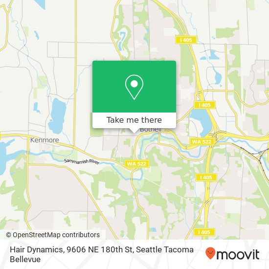 Mapa de Hair Dynamics, 9606 NE 180th St