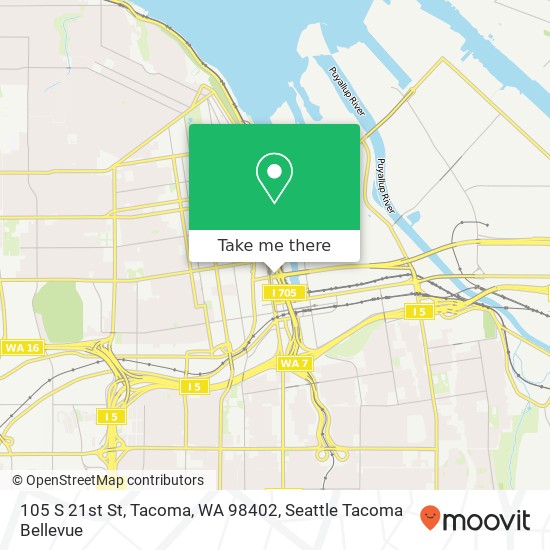 Mapa de 105 S 21st St, Tacoma, WA 98402