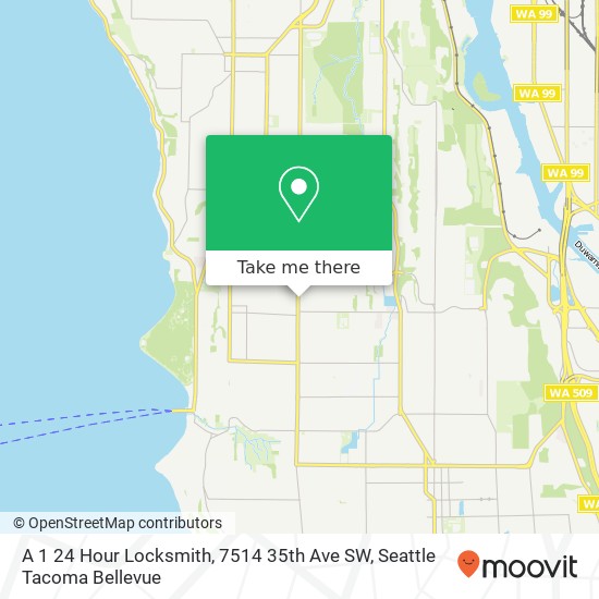 A 1 24 Hour Locksmith, 7514 35th Ave SW map