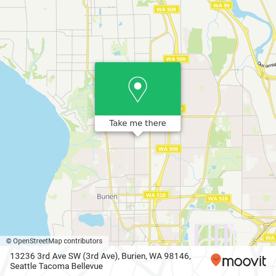 Mapa de 13236 3rd Ave SW (3rd Ave), Burien, WA 98146