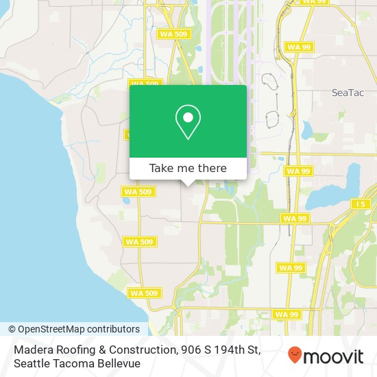 Mapa de Madera Roofing & Construction, 906 S 194th St