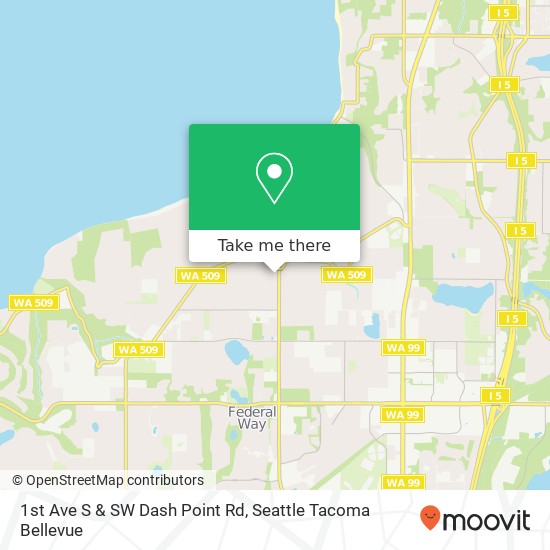 1st Ave S & SW Dash Point Rd map