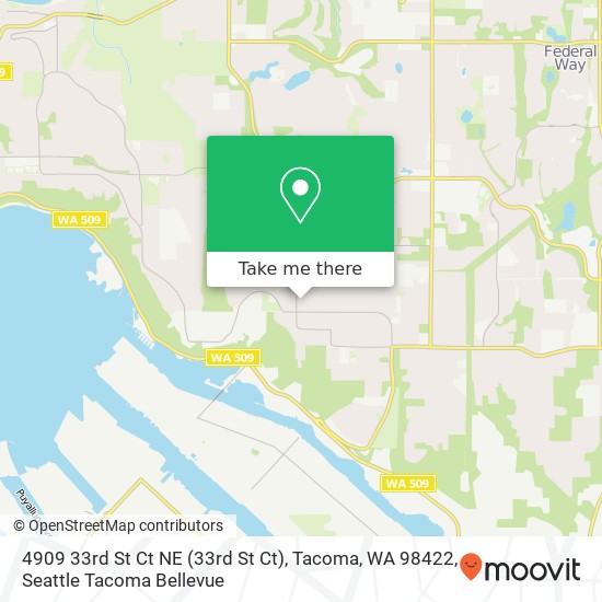 Mapa de 4909 33rd St Ct NE (33rd St Ct), Tacoma, WA 98422