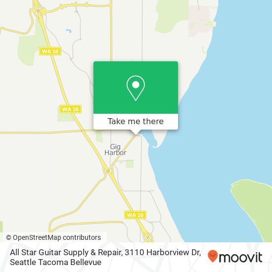 Mapa de All Star Guitar Supply & Repair, 3110 Harborview Dr