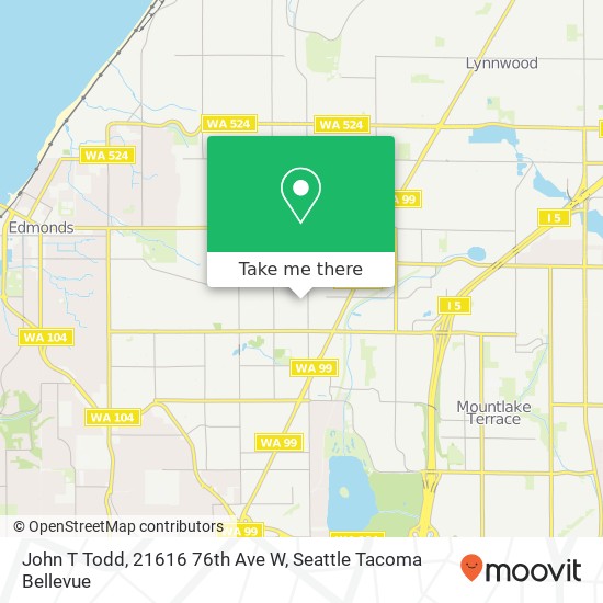John T Todd, 21616 76th Ave W map