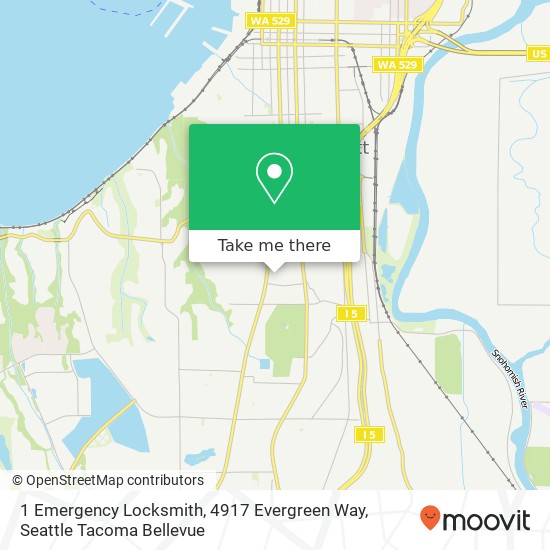 Mapa de 1 Emergency Locksmith, 4917 Evergreen Way