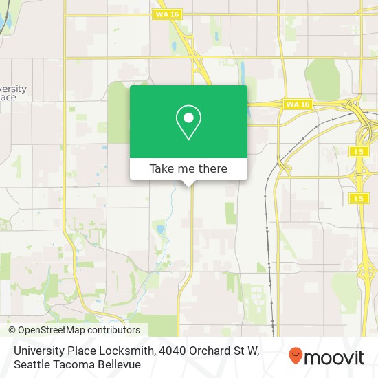 Mapa de University Place Locksmith, 4040 Orchard St W
