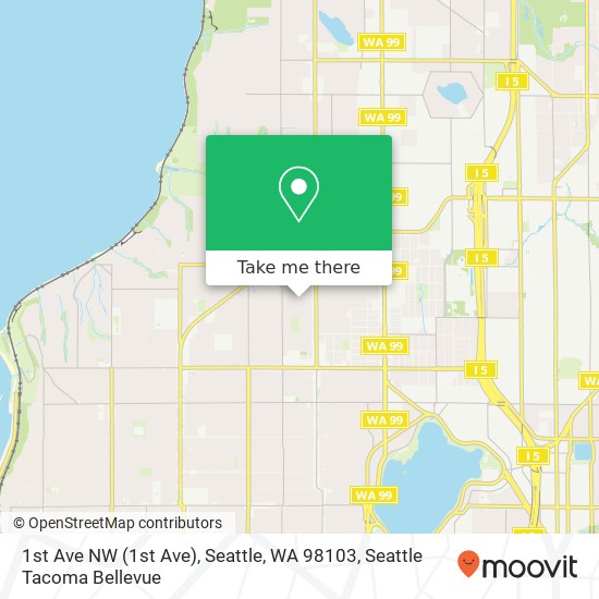 Mapa de 1st Ave NW (1st Ave), Seattle, WA 98103