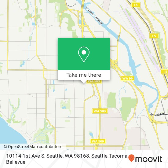 Mapa de 10114 1st Ave S, Seattle, WA 98168