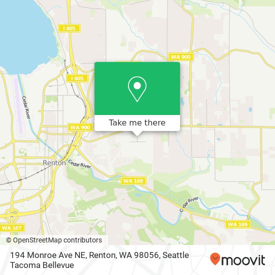 Mapa de 194 Monroe Ave NE, Renton, WA 98056