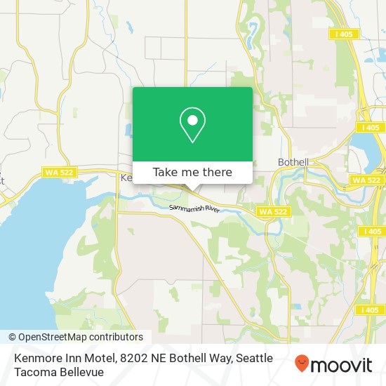 Mapa de Kenmore Inn Motel, 8202 NE Bothell Way