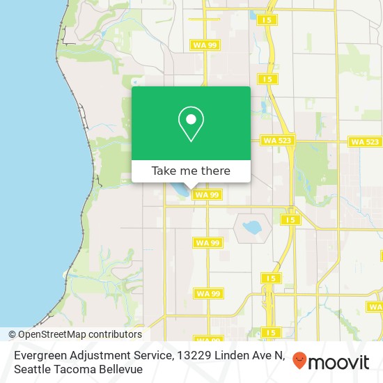 Mapa de Evergreen Adjustment Service, 13229 Linden Ave N