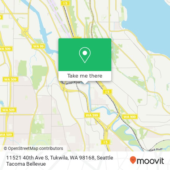 Mapa de 11521 40th Ave S, Tukwila, WA 98168