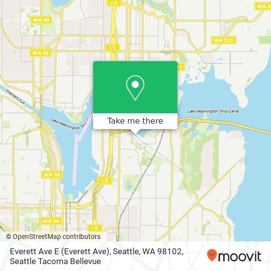 Mapa de Everett Ave E (Everett Ave), Seattle, WA 98102