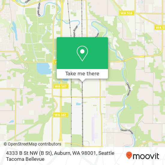 Mapa de 4333 B St NW (B St), Auburn, WA 98001