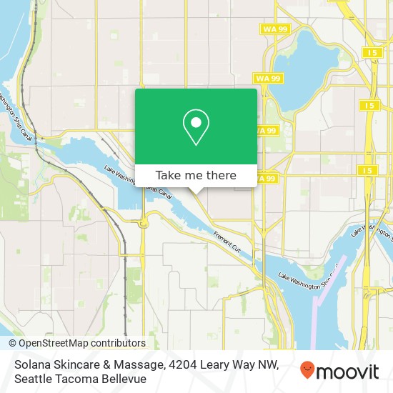 Mapa de Solana Skincare & Massage, 4204 Leary Way NW