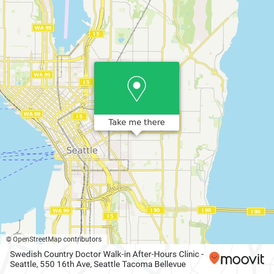 Mapa de Swedish Country Doctor Walk-in After-Hours Clinic - Seattle, 550 16th Ave