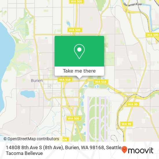 Mapa de 14808 8th Ave S (8th Ave), Burien, WA 98168