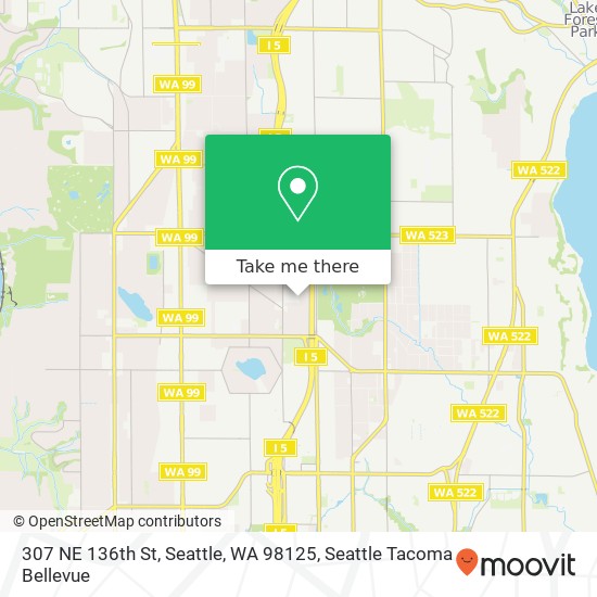 Mapa de 307 NE 136th St, Seattle, WA 98125