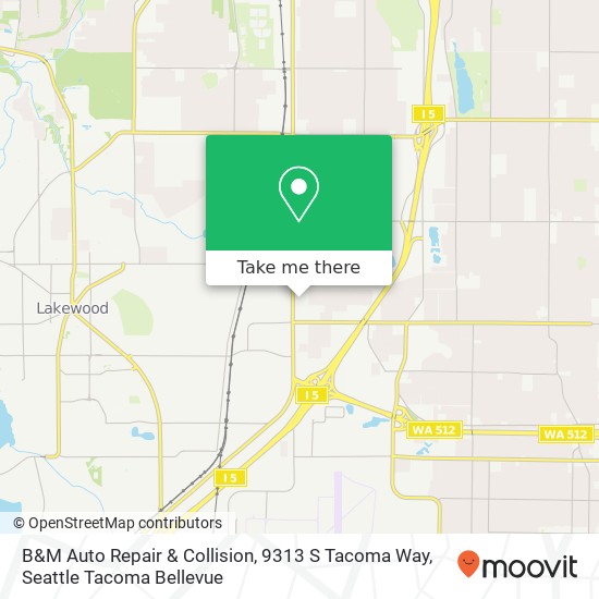 Mapa de B&M Auto Repair & Collision, 9313 S Tacoma Way