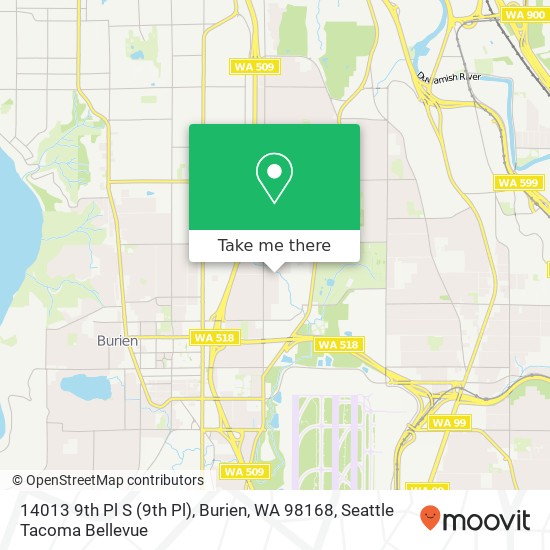 Mapa de 14013 9th Pl S (9th Pl), Burien, WA 98168