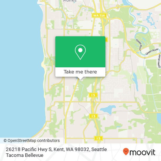 Mapa de 26218 Pacific Hwy S, Kent, WA 98032