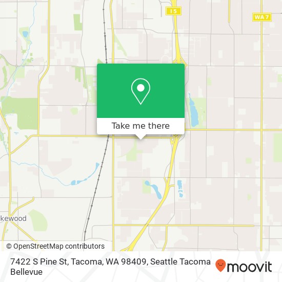 Mapa de 7422 S Pine St, Tacoma, WA 98409