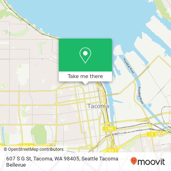 Mapa de 607 S G St, Tacoma, WA 98405