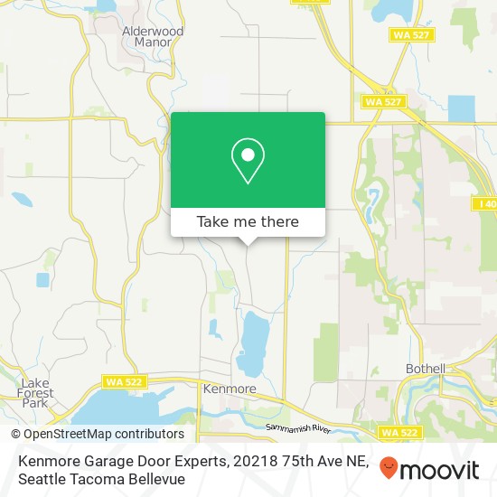 Mapa de Kenmore Garage Door Experts, 20218 75th Ave NE