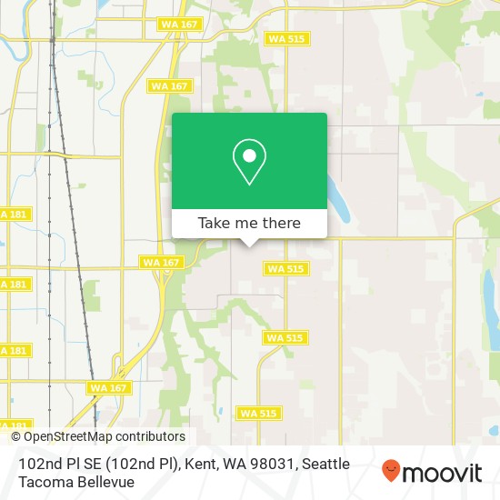 Mapa de 102nd Pl SE (102nd Pl), Kent, WA 98031