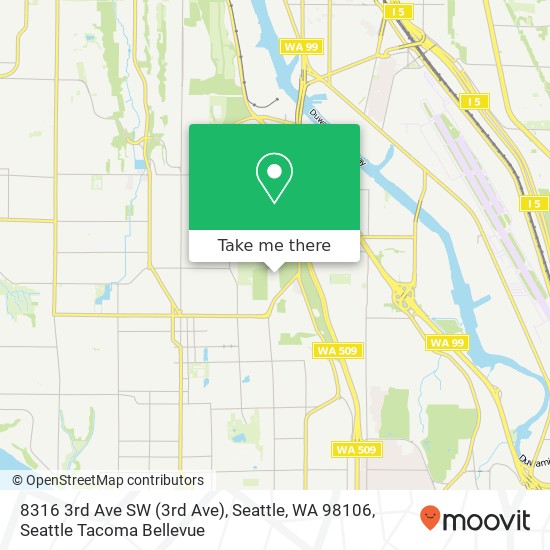 Mapa de 8316 3rd Ave SW (3rd Ave), Seattle, WA 98106