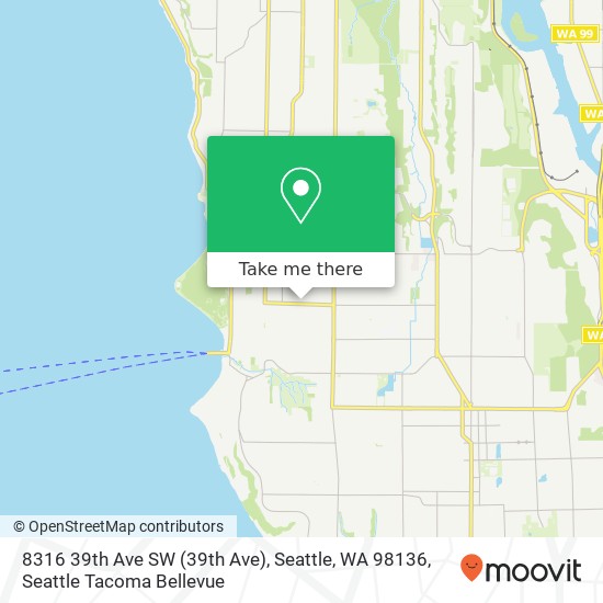 Mapa de 8316 39th Ave SW (39th Ave), Seattle, WA 98136