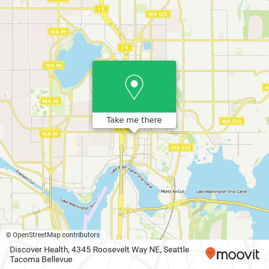 Mapa de Discover Health, 4345 Roosevelt Way NE