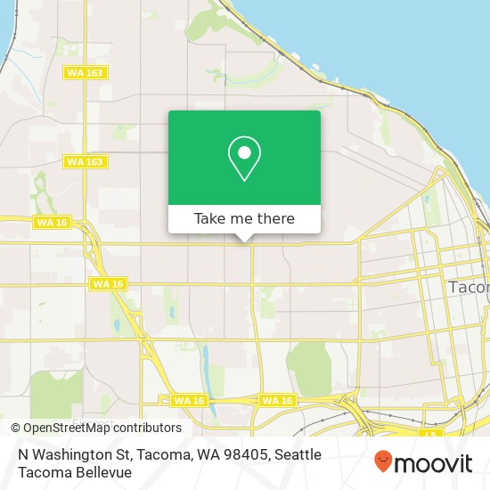 Mapa de N Washington St, Tacoma, WA 98405