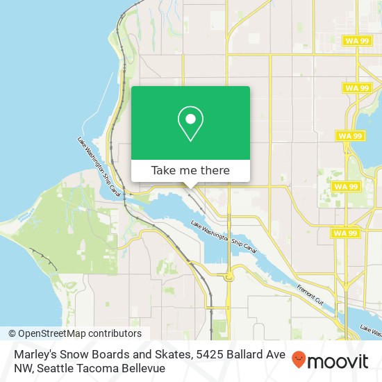Mapa de Marley's Snow Boards and Skates, 5425 Ballard Ave NW