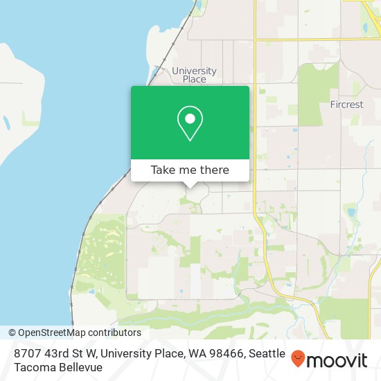 Mapa de 8707 43rd St W, University Place, WA 98466