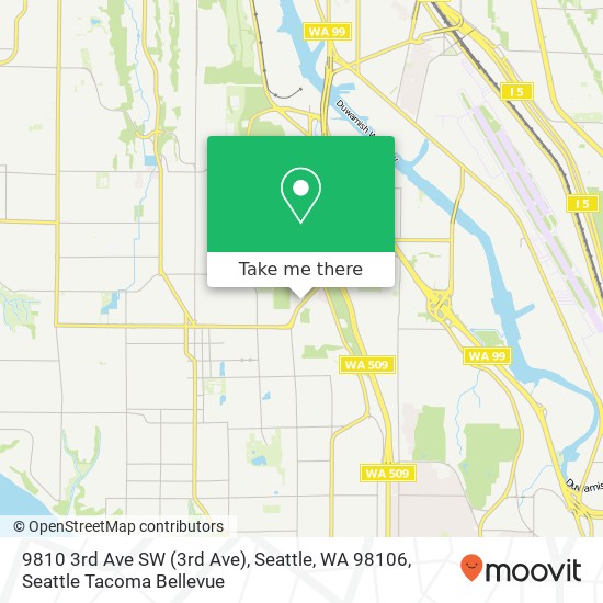 Mapa de 9810 3rd Ave SW (3rd Ave), Seattle, WA 98106
